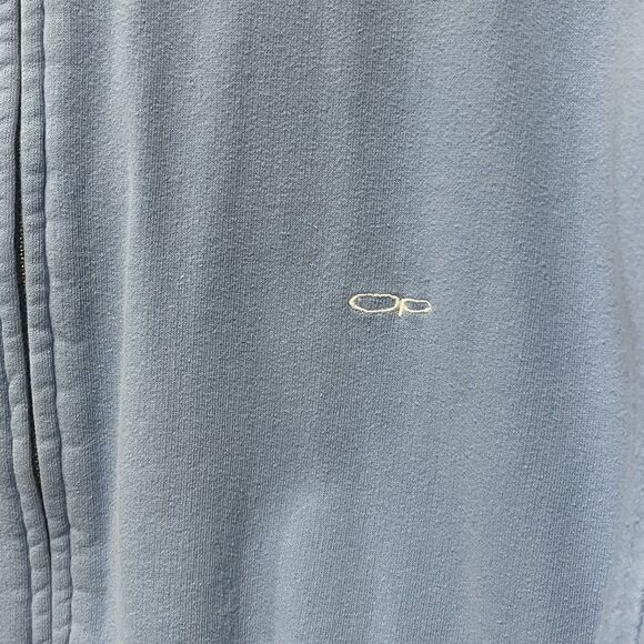 Vintage Ocean Pacific Jacket Men’s XL Light Blue Y2K Full Zip White Stripe - Picture 4 of 6